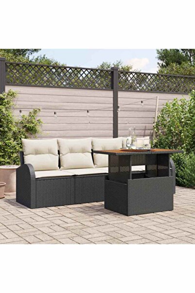 vidaxl Set de canapele pentru gradina 5 pcs Negru Rattan poli