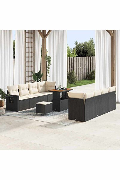 vidaxl Set de canapele pentru gradina 11 pcs Negru Rattan poli