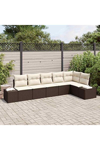 vidaxl Set de canapele pentru gradina 6 pcs Maro È™i Crem poliratan