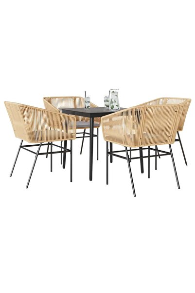 vidaxl Set mobilier de gradina cu perne 5 piese maro sticla polirattan