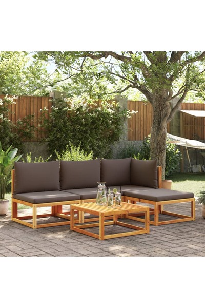 vidaxl Set canapele de gradina cu 5 piese È™i perne din lemn de salca¢m È™i r...
