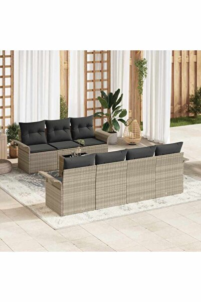 vidaxl Set de canapele pentru gradina 8 pcs Gri deschis poliratan