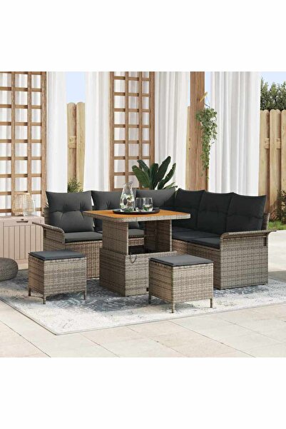 vidaxl Set de canapele pentru gradina cu perna 8 pcs Gri poliratan