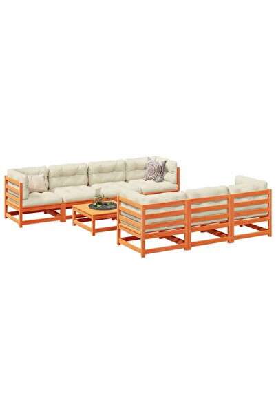 vidaxl Set canapele gradina cu perne, 8 piese, maro, lemn masiv de pin