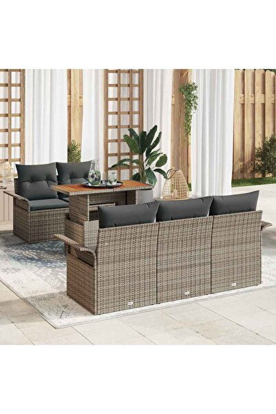 vidaxl Set de canapele pentru gradina 6 pcs Gri Rattan poli