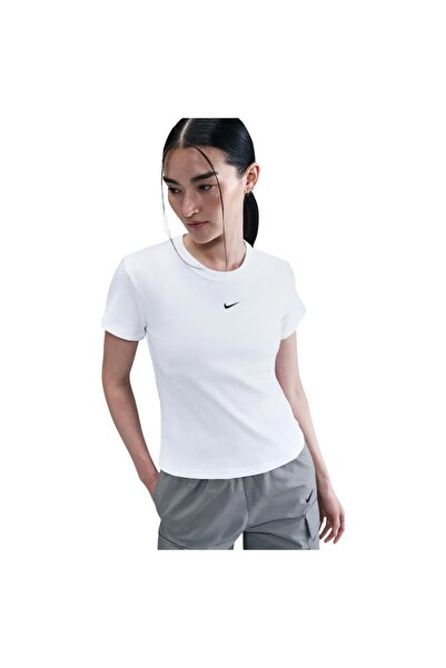 Nike Tricou sport de damă, cu mânecă scurtă, mulat, reiat, mărimea M