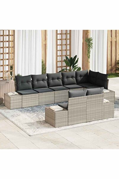 vidaxl Set de canapele pentru gradina 8 pcs Gri deschis Rattan poli