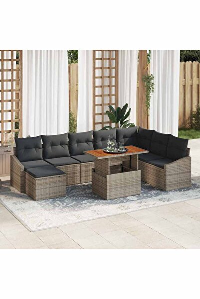 vidaxl Set de canapele pentru gradina 9 pcs Gri Rattan poli