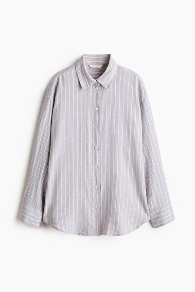 H&M Keten Karışımlı Oversize Gömlek