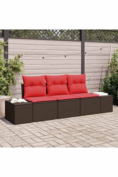 vidaxl Set de canapea cu perna 3 pcs Maro poliratan