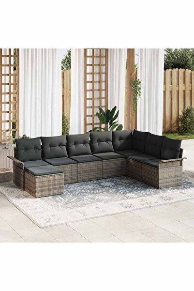 vidaxl Set de canapele pentru gradina cu perna 8 pcs Gri poliratan