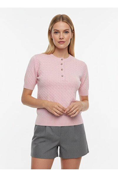 Arbucky Women's Crew Neck Braided Knitwear Blouse