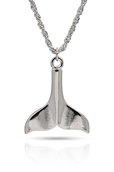 kolbi Balina Kuyruğu Kolye Deniz Temalı Tail Kolye - Gümüş Renk Burgu Zincirli