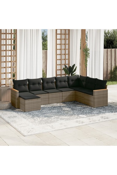 vidaxl Set canapele de gradina cu perne, 8 piese, gri, poliratan