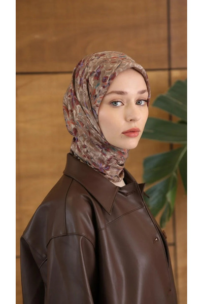 AMİNENESİL GLAMOURİA PALM DESEN EŞARP BEJ