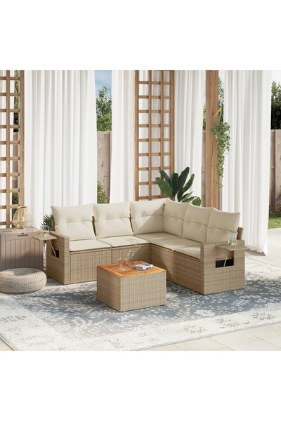 vidaxl Set canapele de gradina cu perne, 6 piese, bej, poliratan