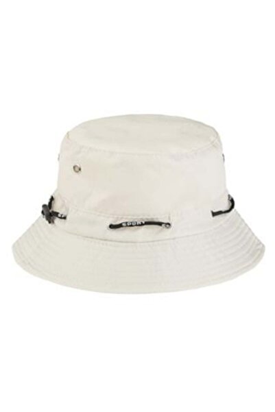 SHOPIENS Women's Beige Bucket Hat with Black String