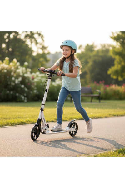 varioshop Foldable scooter for kids and adults, 20 cm wheels, suspension, dis...