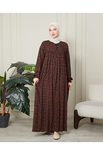 fistan Shirred Robadan Buttoned Front Viscose Fabric Tesseture Clothing Mothe...