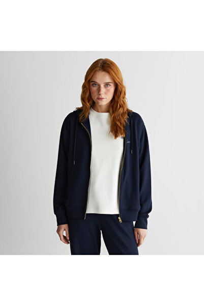 Gant Kadın Lacivert Standart Fit Kapüşonlu Sweatshirt