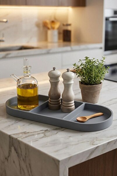 Buffer ®   Multi-Purpose 3-Compartment Gray Silicone Coaster – Oil Container ...