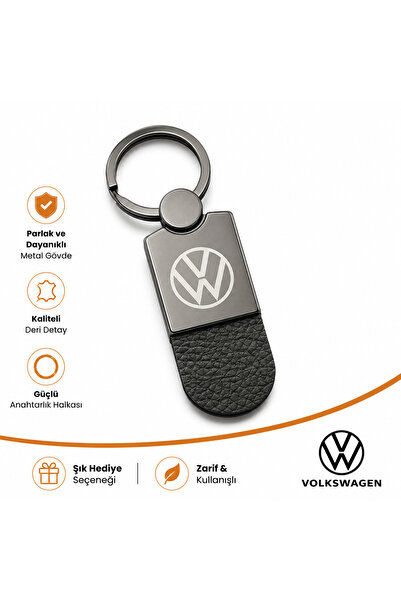 Savek Breloc auto cu logo Volkswagen, metalic lucios, logo reversibil, 9cm x ...