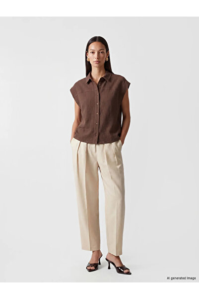 LC Waikiki Brown Muslin Women's Shirt