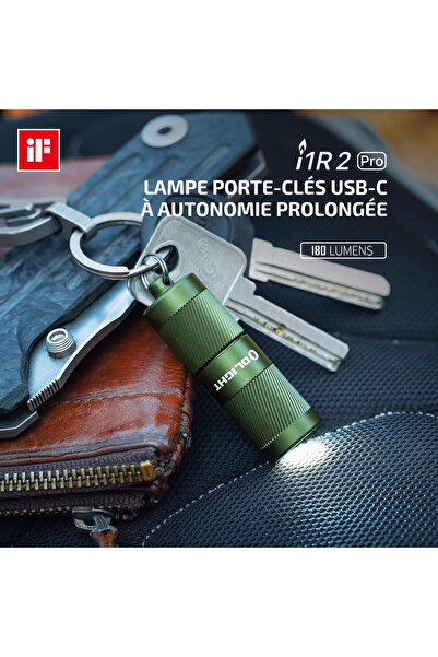 OLİGHT i1R 2 Pro (OD Green) Keychain Flashlight, 180 Lumens LED Flashlight, 48m Beam Small EDC Light, for Everyday Carry, Outdoors, Indoors