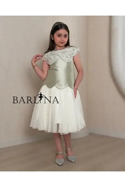NATASHA Girls' Dress Soft with Elegant Collar and Embroidery
