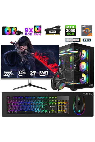 XASER Star X10 Ryzen 7 5700X 16GB Ram 1TB M.2 NVMe SSD 6GB RTX3050 27" 300Hz ...