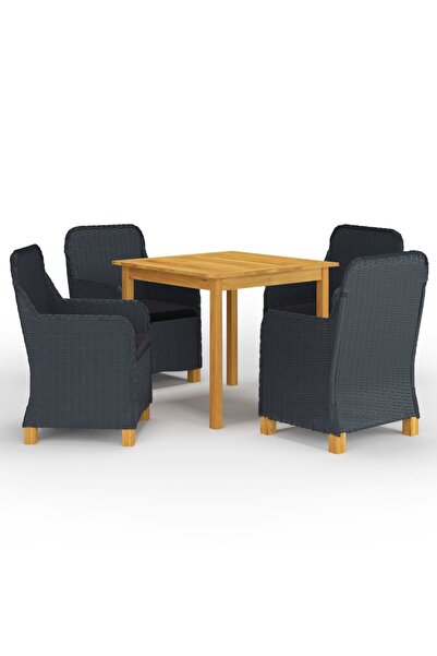 vidaxl Set mobilier de gradina, 5 piese, gri a®nchis