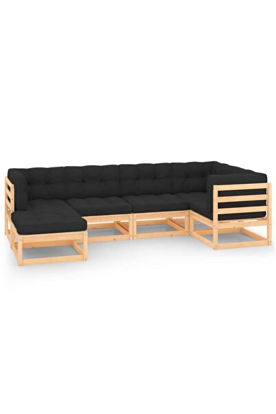 vidaxl Set mobilier de gradina cu perne, 6 piese, lemn masiv de pin