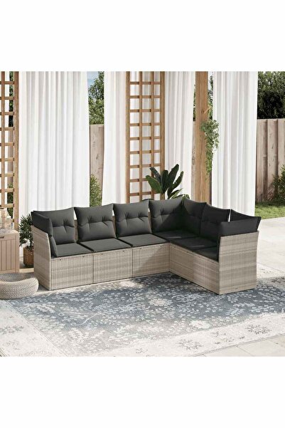 vidaxl Set canapele de gradina cu perne, 6 piese gri deschis poliratan