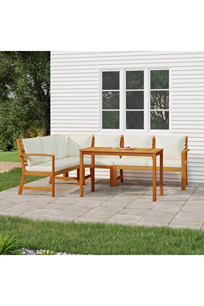 vidaxl Set mobilier de gradina cu perne, 5 piese, lemn masiv de acacia