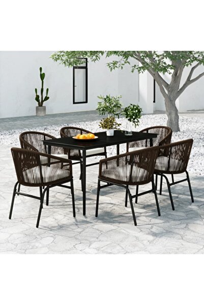 vidaxl Set de mobilier pentru gradina, 7 piese, maro