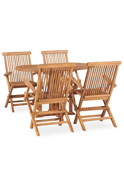 vidaxl Set mobilier de exterior pliabil, 5 piese, lemn masiv de tec
