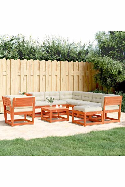 vidaxl Set mobilier de gradina cu perne, 8 piese, lemn masiv de pin