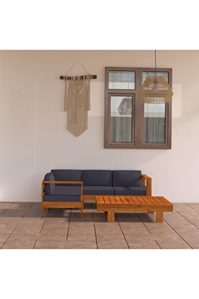 vidaxl Set mobilier gradina perne gri a®nchis, 5 piese, lemn acacia
