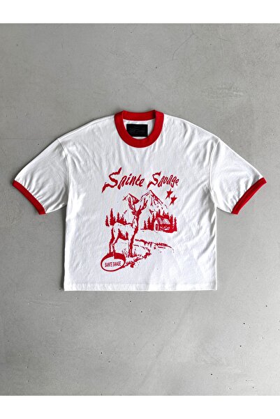 Sainte Savage Unisex Beyaz Ön Baskılı Pamuklu T-Shirt High Valley
