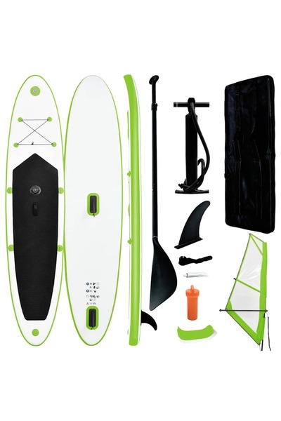 vidaxl Inflatable SUP board set with sail, green and white