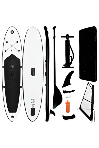 vidaxl Inflatable SUP board set with sail, black and white