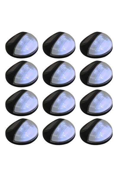 vidaxl Lampi solare de exterior cu LED-uri, 12 buc., negru, rotund