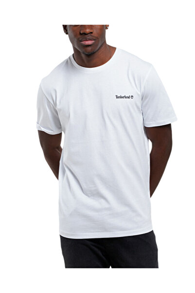 Timberland Ανδρικό Small Linear Logo Print T-shirt Λευκό TB0A5QQT-100