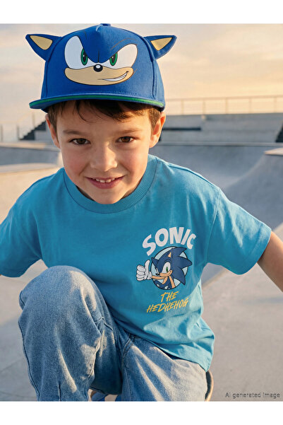 LC Waikiki Tricou de băieți cu guler rotund și imprimeu Sonic