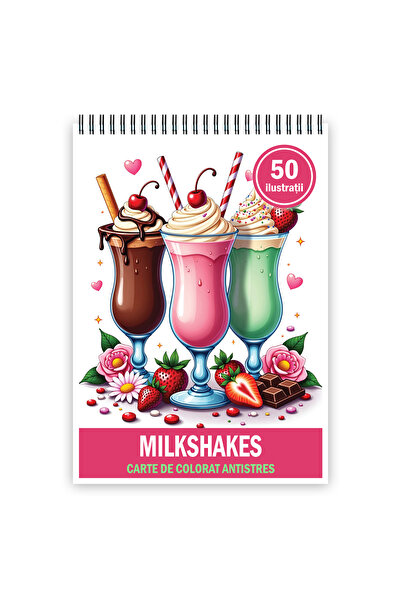 Legendary Gifts Carte de colorat, 50 de ilustratii Milkshakes, 106 pagini, Fo...