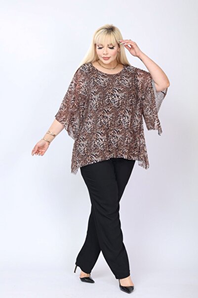 modayız Plus Size Fluid Blouse with Sleeve Detail 31B-2786
