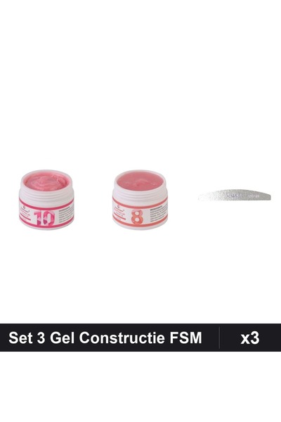 Makeup Set 3 Gel Constructie UV LED FSM 15g, Nuante 10 08, Pila Unghii Emma 1...