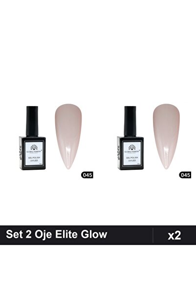Makeup Set of 2 Semi-permanent Nail Polish Global Fashion Elite Glow 15ml, Sh...
