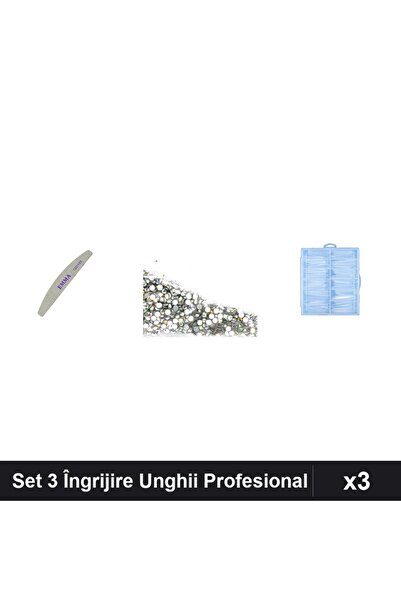 Makeup Set 3 Piese Îngrijire Unghii: Pilă EMMA 120/150, Cristale Swarovski Ar...