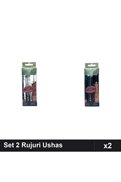 Makeup Set 2 Rujuri cu Creion Ushas, Nuante 17 18, Buze Definite Machiaj